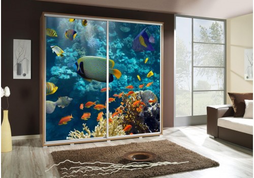 PENY skříň, posuvné dveře s grafickým potiskem - akvárium I