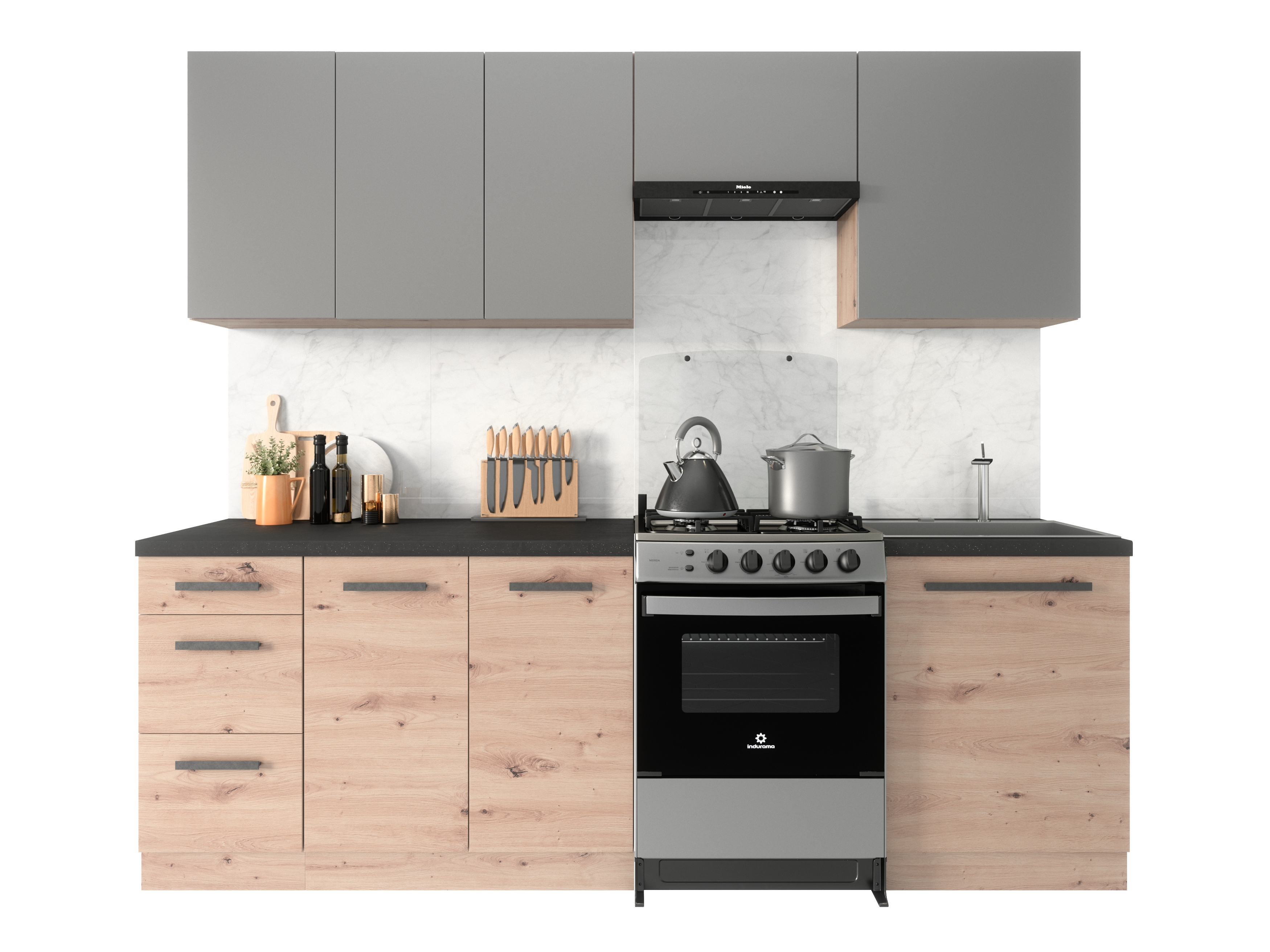 LANGEN kuchyňská linka sestava 240 cm dub artisan/grey