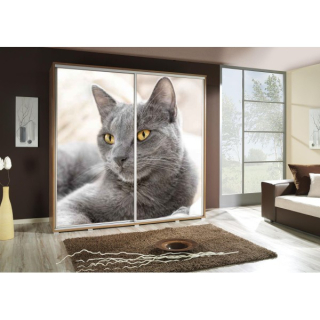 PENY skříň, posuvné dveře s grafickým potiskem - kočka