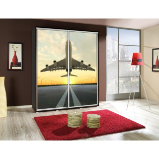 PENY skříň, posuvné dveře s grafickým potiskem - letadlo